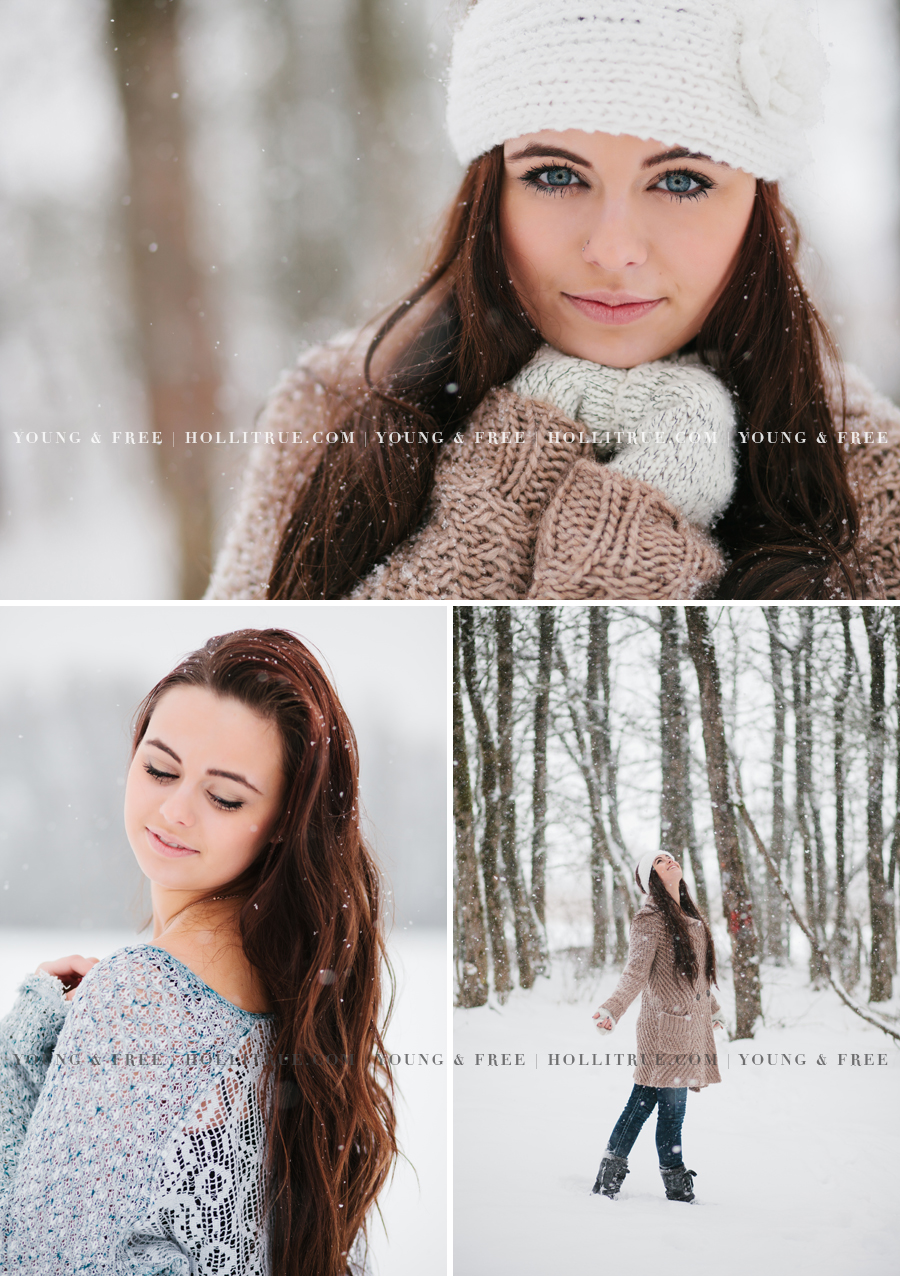 Oregon Senior Portrait Photographer, Holli True, photographs Class of 2014 high school senior, Grace, in the snow in Eugene.