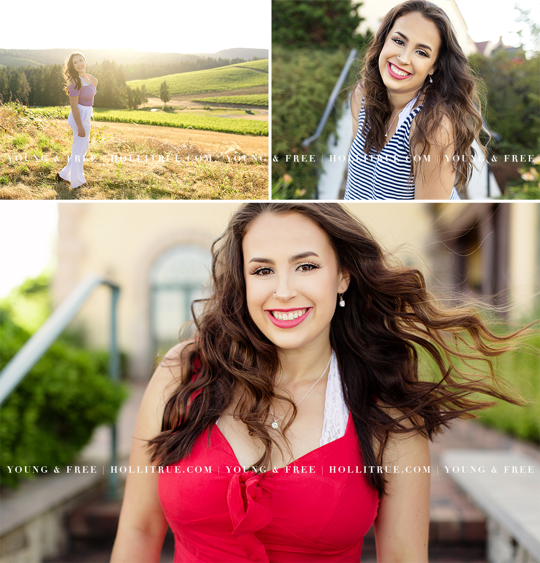 Beautiful senior session in a vineyard and private garden, by Oregon senior portrait photographer, Holli True