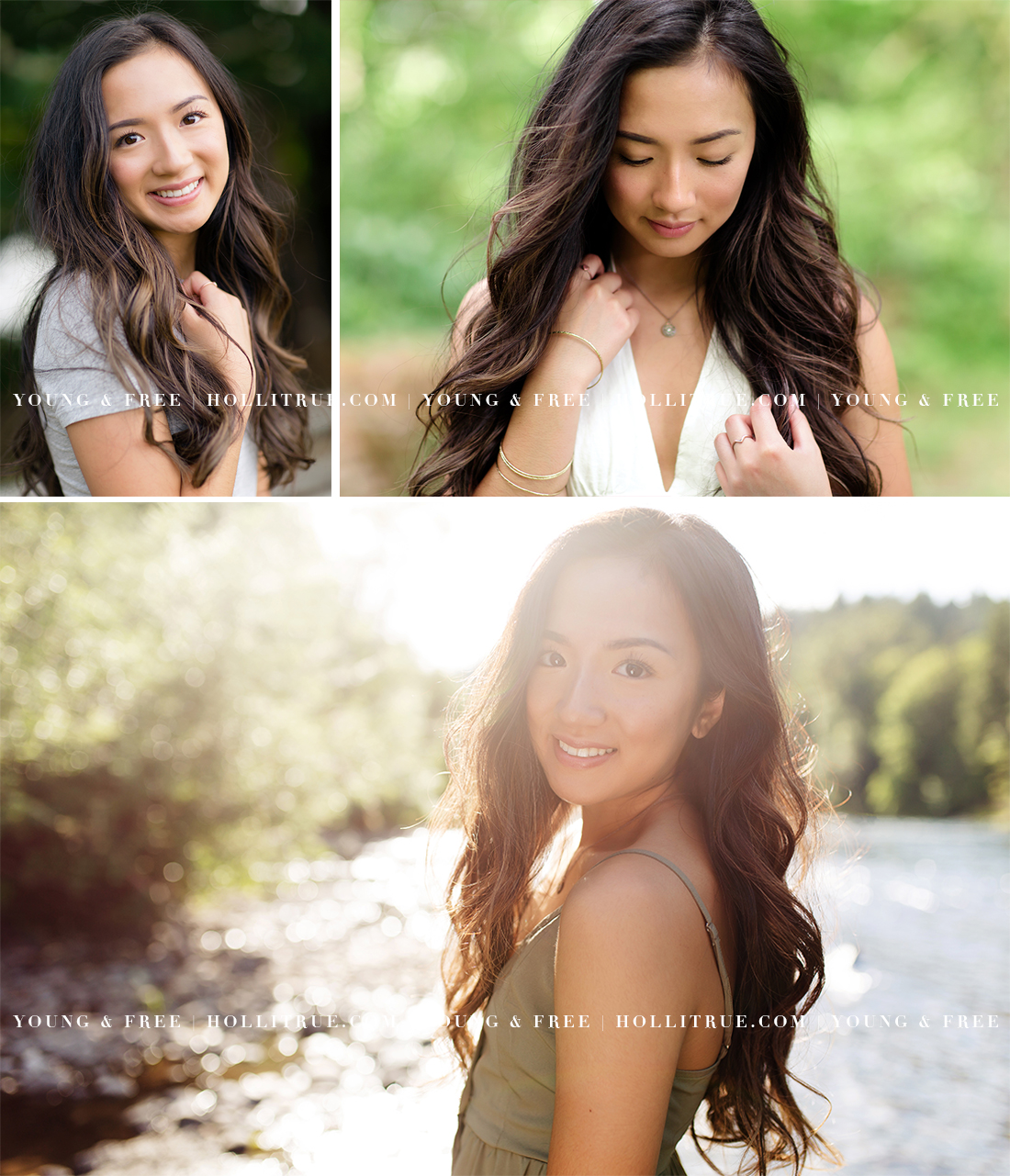 Beautiful sunset Portland Senior Session in at a natural park and in a river by Oregon Senior Portrait Photographer, Holli True