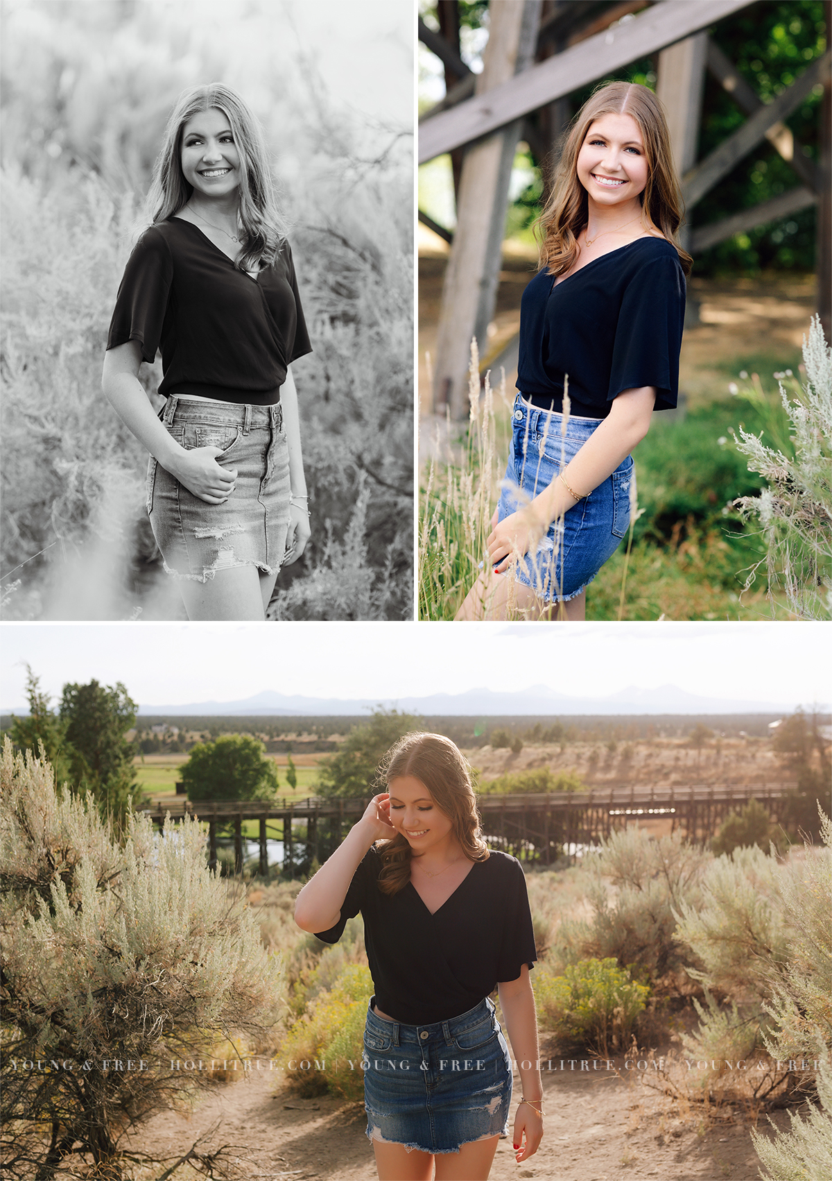 On top of the hill at Brasada Ranch at sunset in Bend, Oregon by High School Senior Portrait Photographer, Holli True Photography