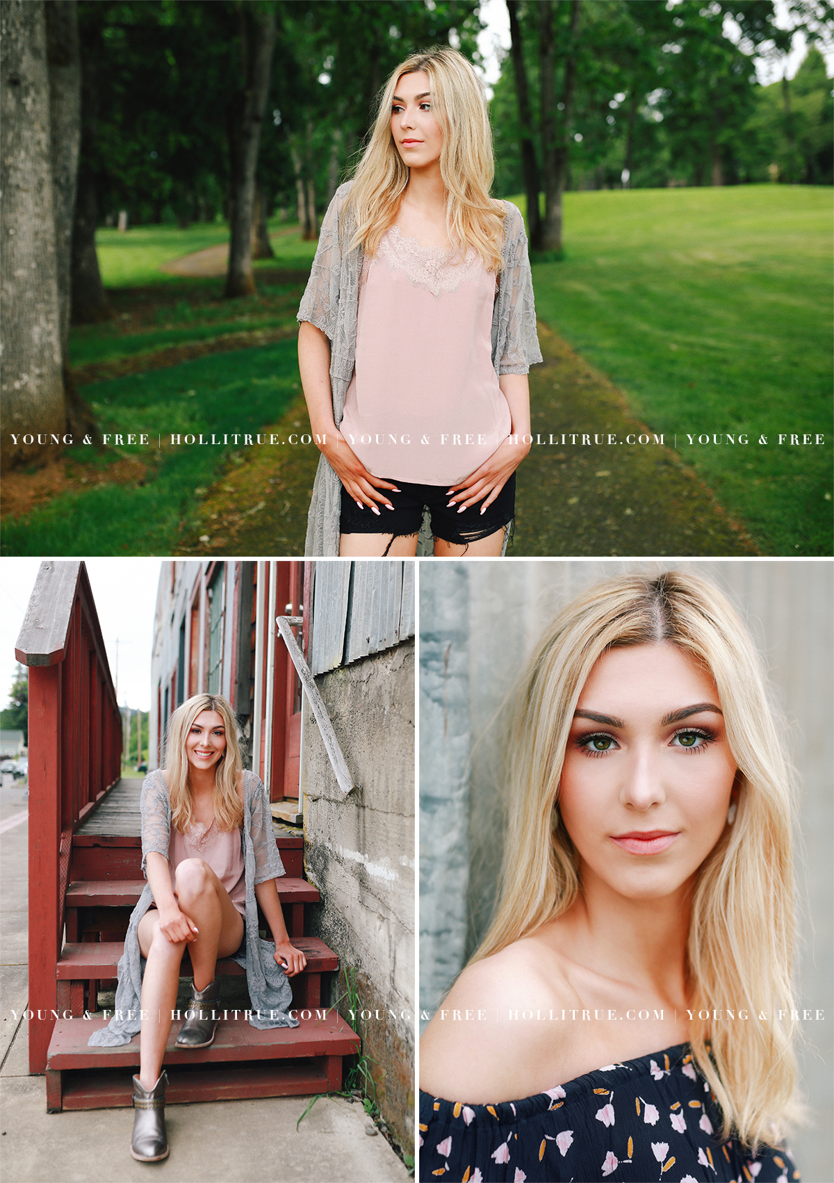 Rustic and beautiful senior pictures in Downtown Corvallis and on a golf course by Eugene, Oregon high school senior portrait photographer, Holli True Photography