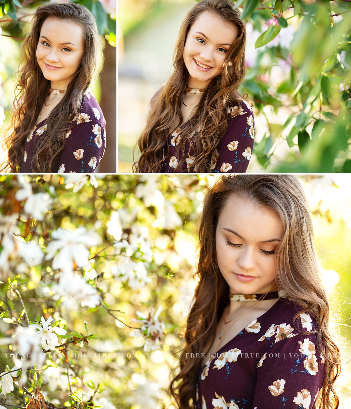 natural senior pictures in a beautiful park at sunset by Eugene Oregon high school senior portrait photographer, Holli True