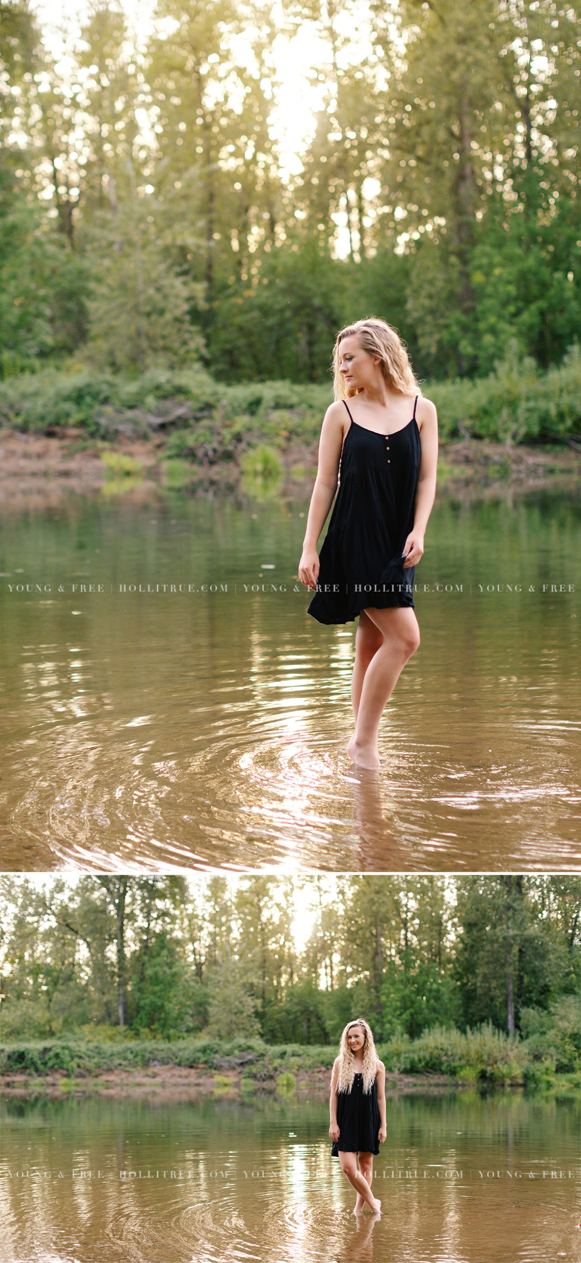River Senior Pictures at sunset in a rustic, natural park by Eugene, Oregon senior photographer, Holli True