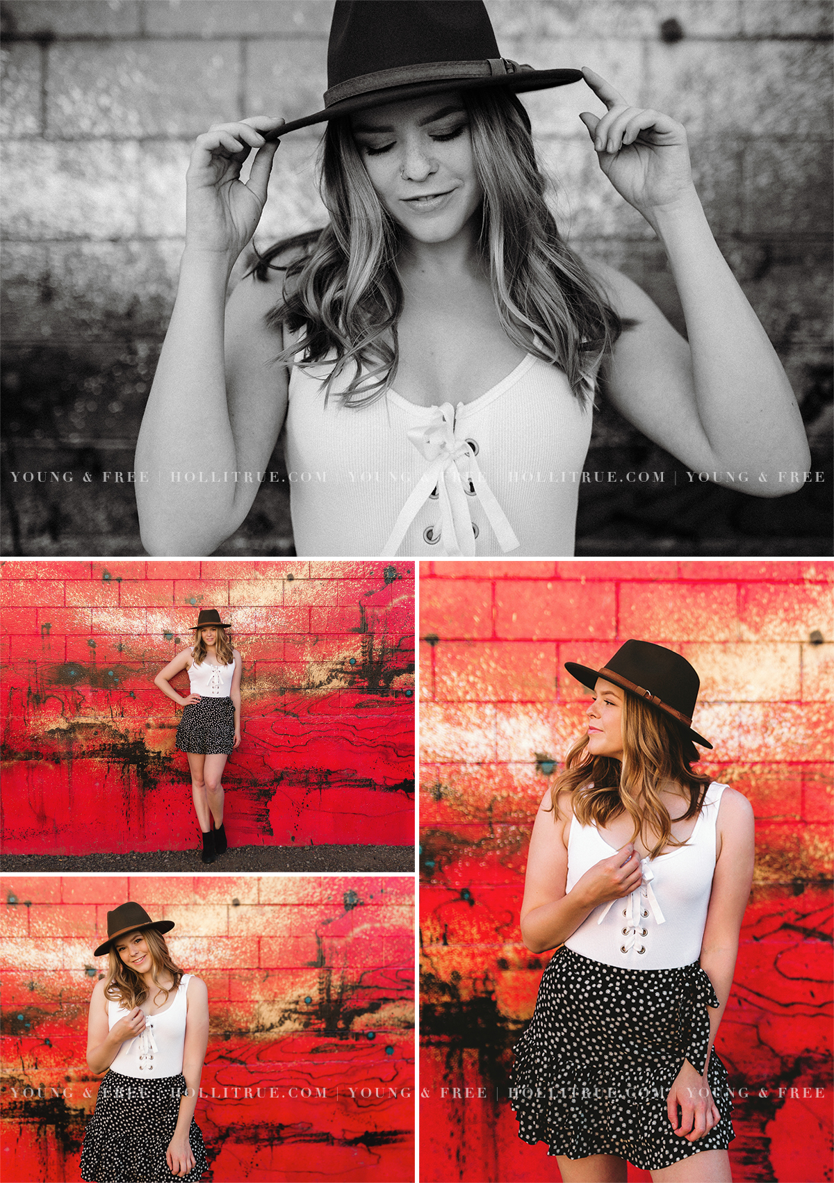 Bold and colorful urban portrait session with a graffiti wall by Holli True Photography