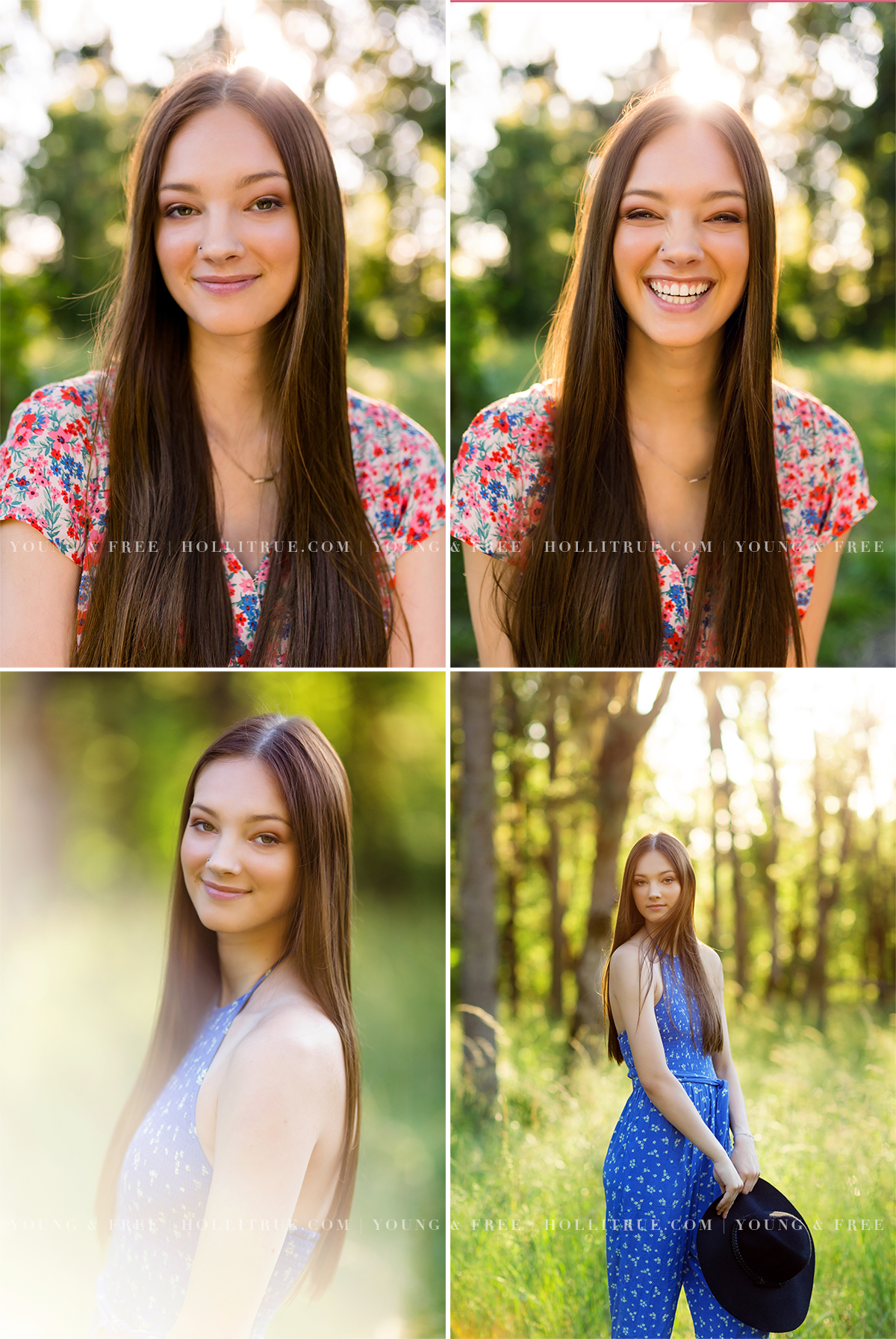 Sunset senior pictures in a lush park by Holli True Photography