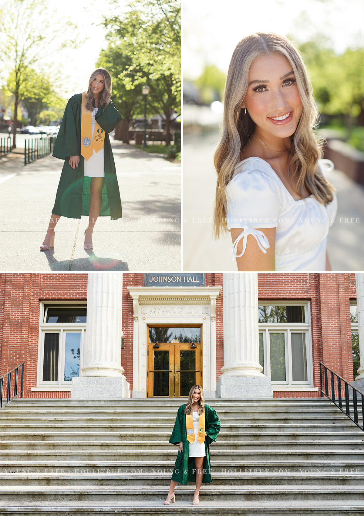 Sunsent College Grad Portraits for a beautiful senior with her graduation gown by Holli True Photography