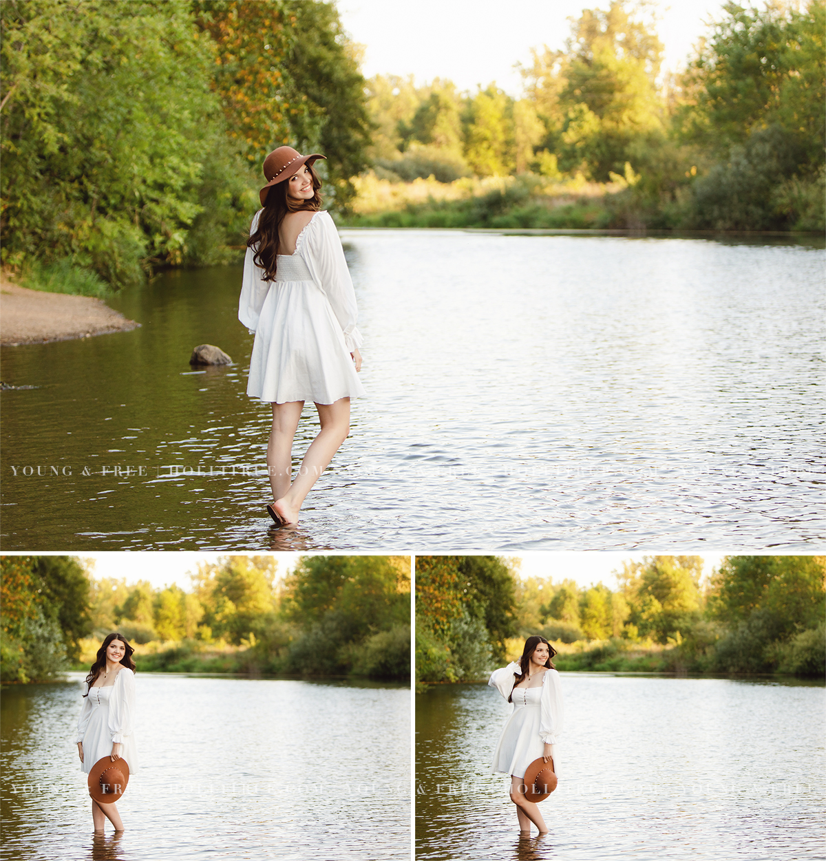 River senior pictures at sunset by Oregon photographer, Holli True