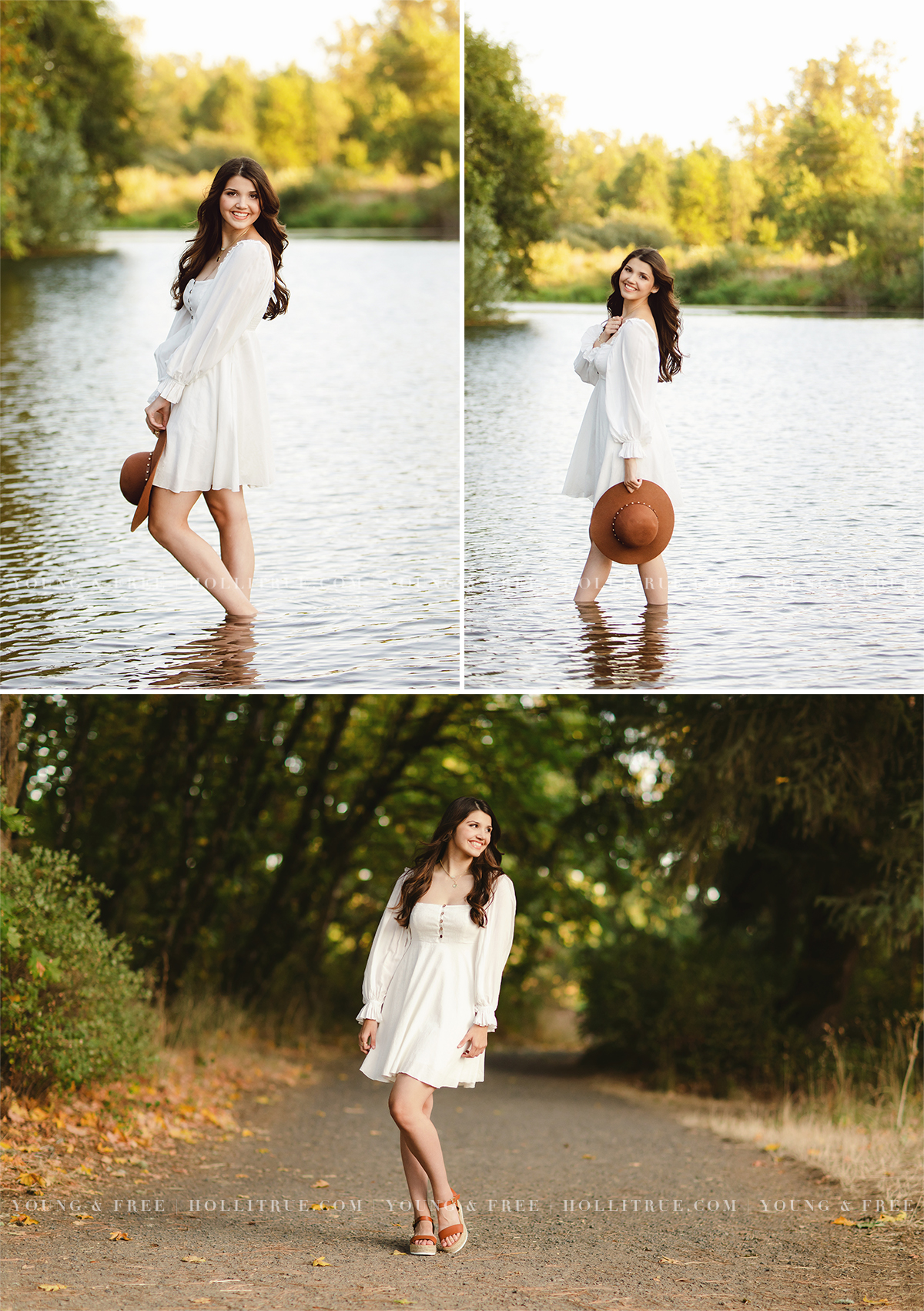 Senior pictures in a river at sunset by Oregon Senior Photographer, Holli True