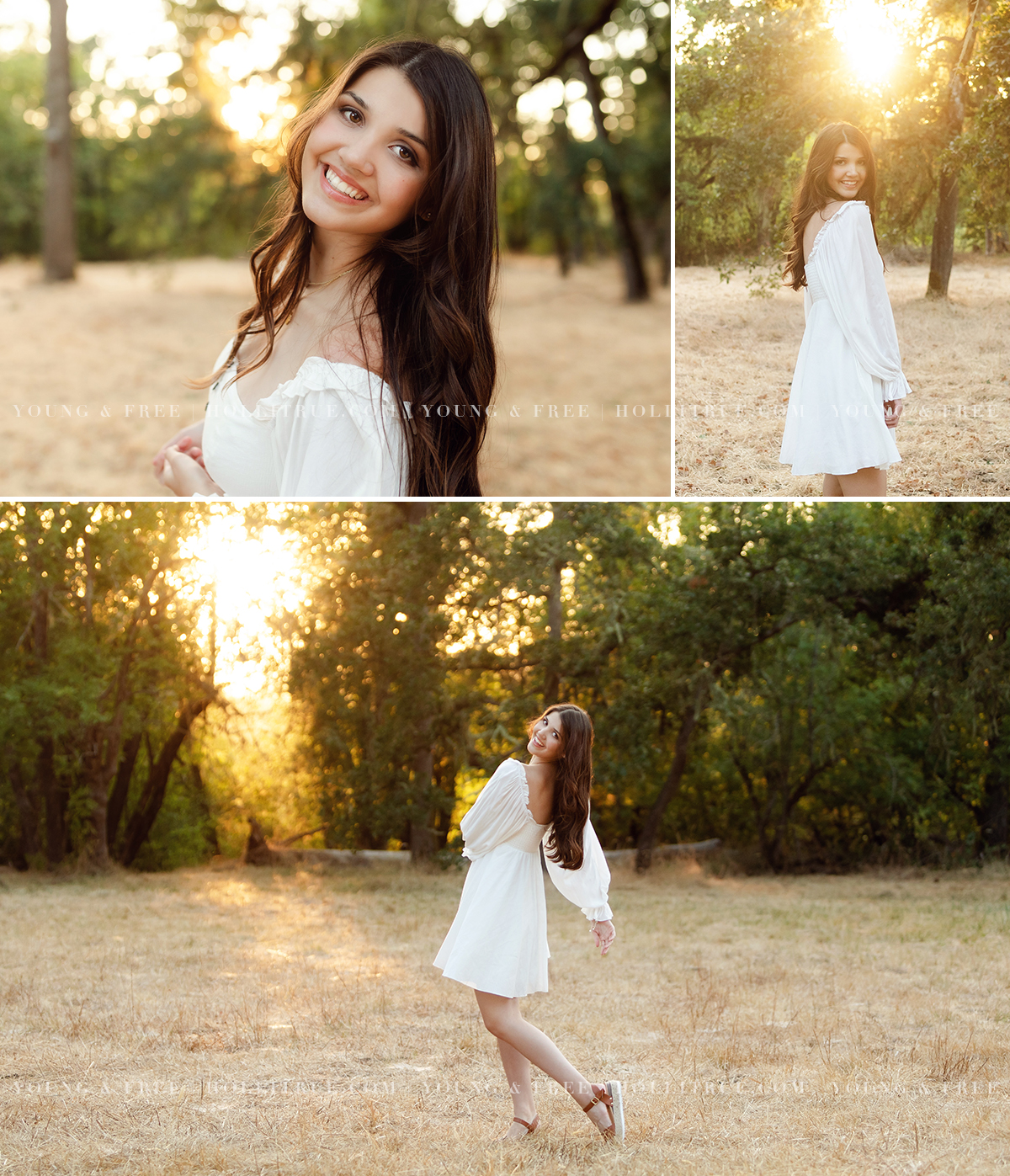 Young and free senior pictures of a beautiful girl at sunset in an open field by Holli True Photography