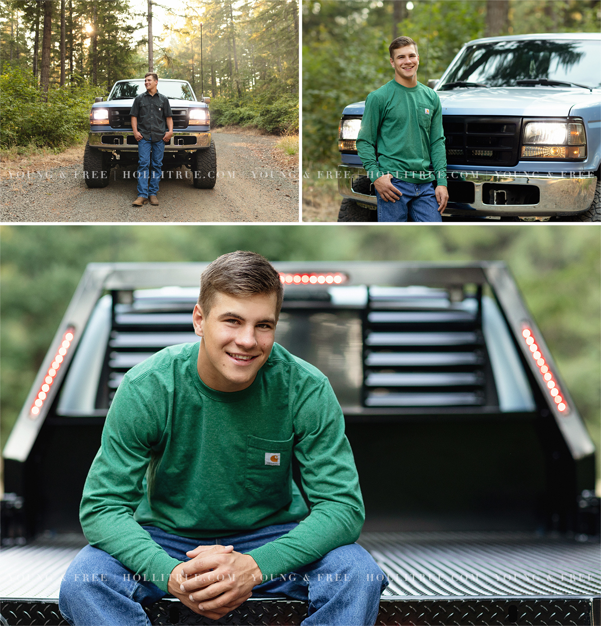 Old truck senior guy pictures with Eugene high school senior, Griffen, by Holli True Photography