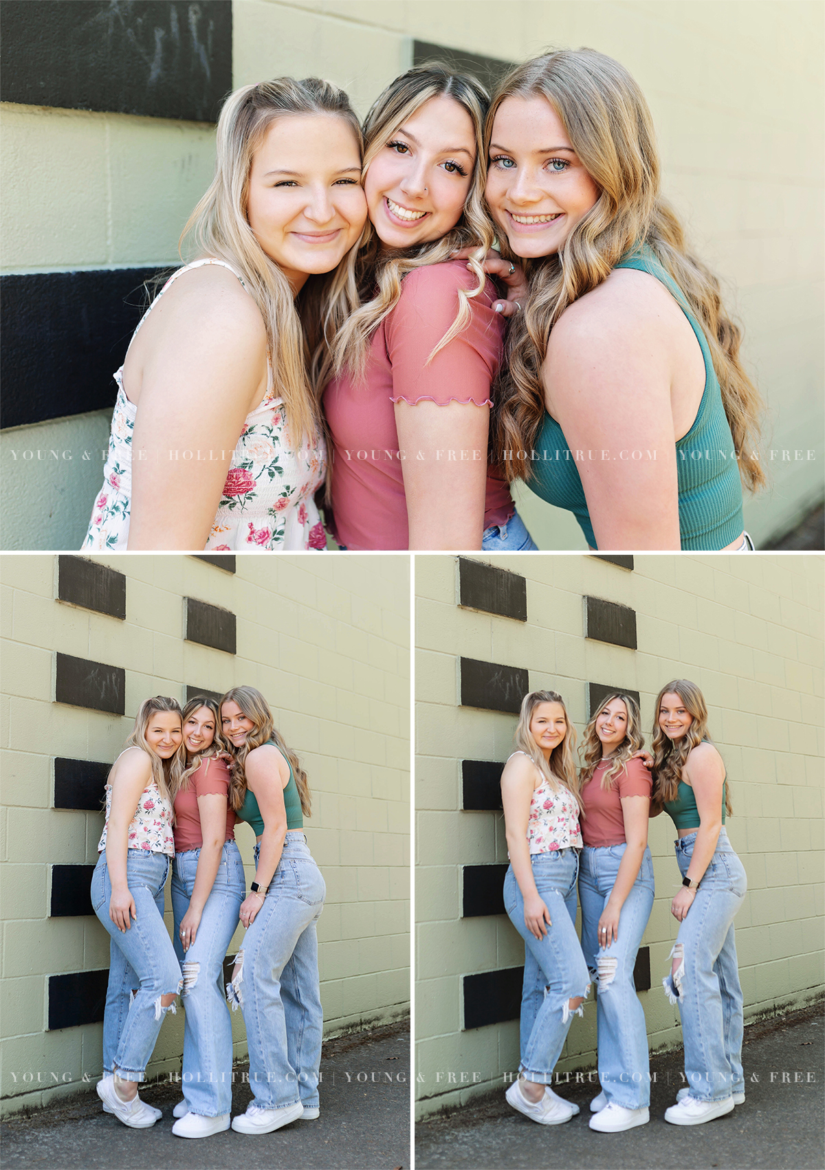 Three best friends fun senior session in Downtown Eugene by Holli True Photography