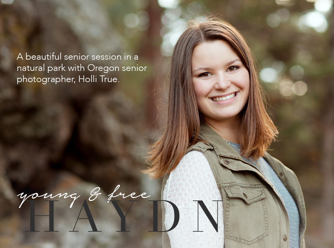 Beautiful Bend Oregon senior pictures at Sunset in a natural park with Eugene senior photographer, Holli True