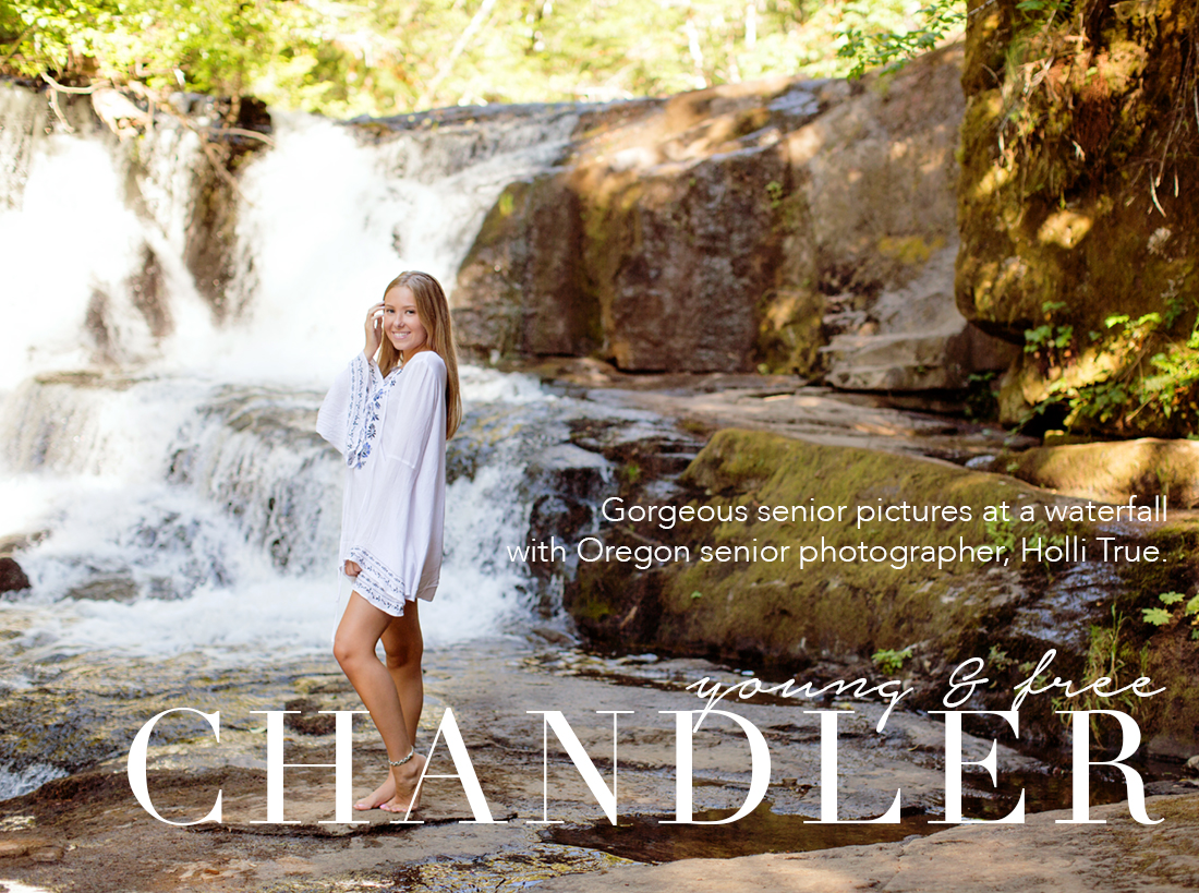 Beautiful and Natural Waterfall Senior Pictures in Eugene, Oregon with Kansas high school senior, photographed by senior photographer, Holli True