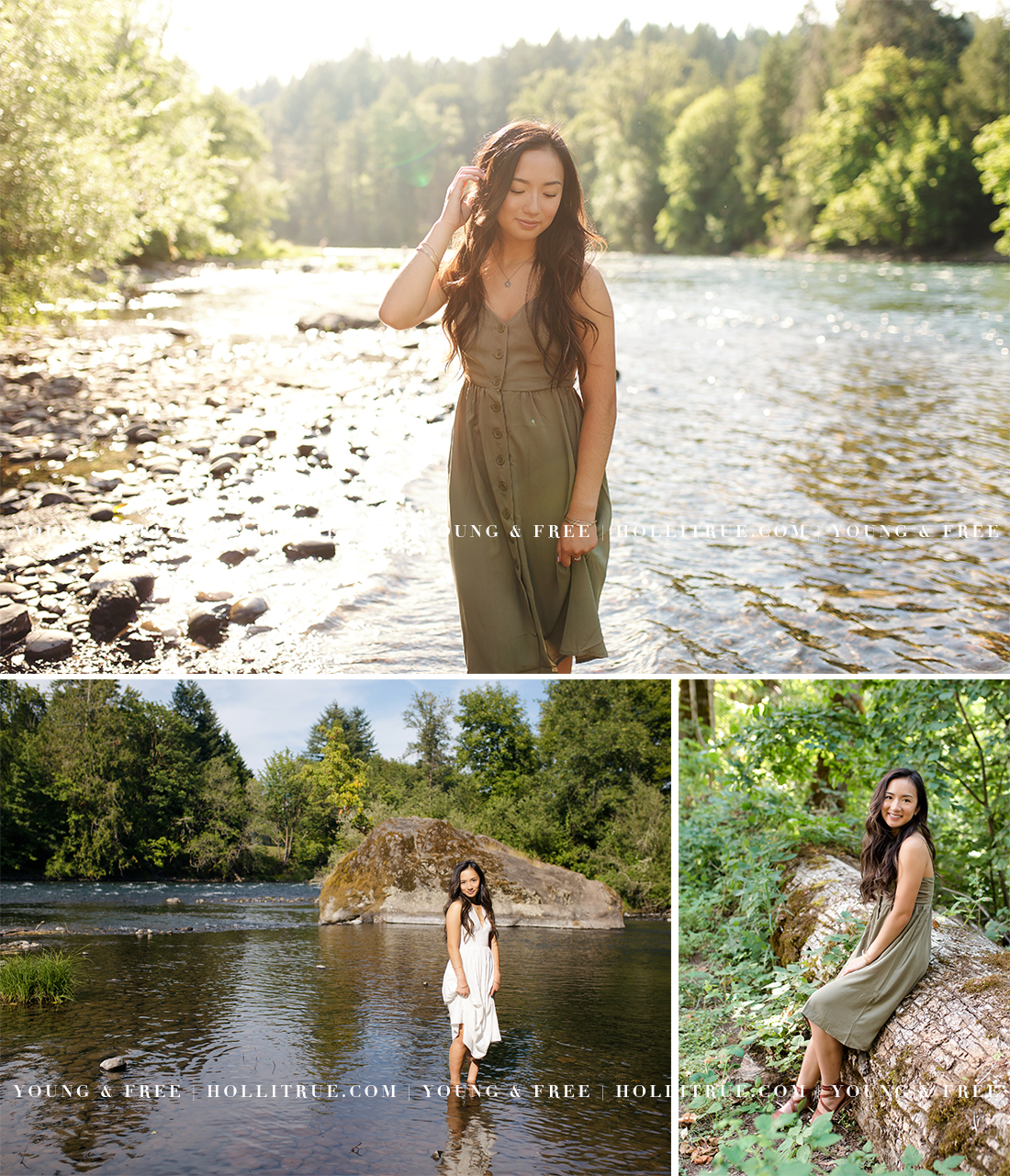 Portland Senior Session in at a natural park and in a river by Oregon Senior Portrait Photographer, Holli True