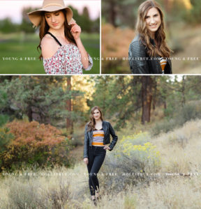 Bend, Oregon high school Senior Portrait Session in the fall at sunset in a park and with a horse by Eugene Senior Portrait Photographer, Holli True Photography