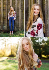 Fall Corvallis Oregon Senior Portraits in a natural park at sunset