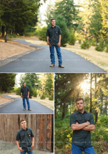 Sunset senior guy pictures in a natural environment by Eugene, Oregon portrait photographer, Holli True.